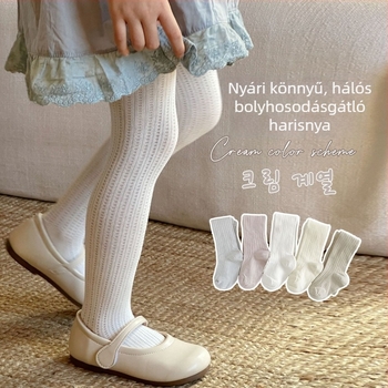 Lányoknak szóló légáteresztő hálós harisnya nyárra, vékony, egyszínű