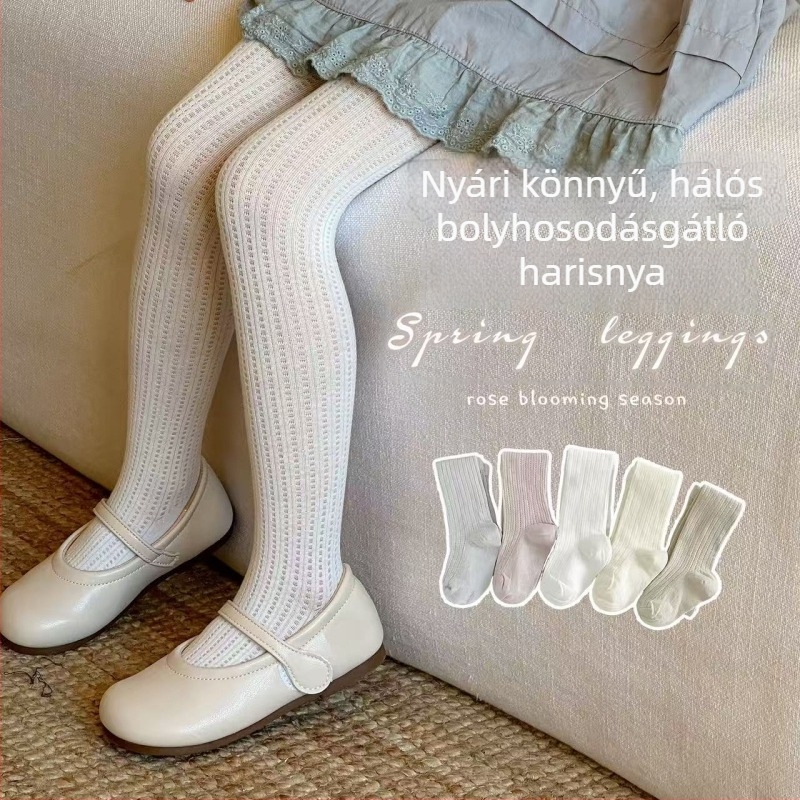 Lányoknak szóló légáteresztő hálós harisnya nyárra, vékony, egyszínű