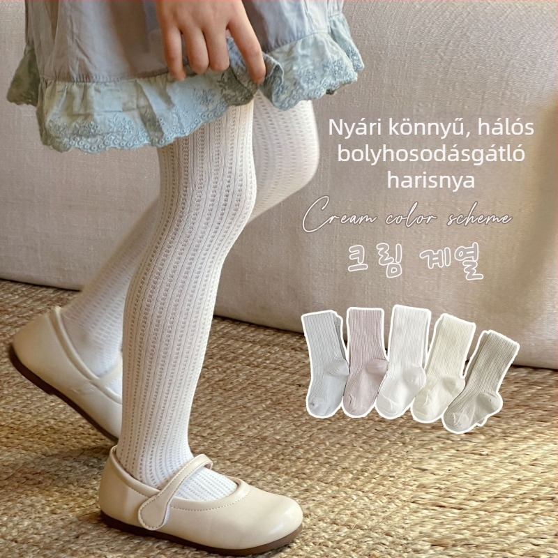Lányoknak szóló légáteresztő hálós harisnya nyárra, vékony, egyszínű