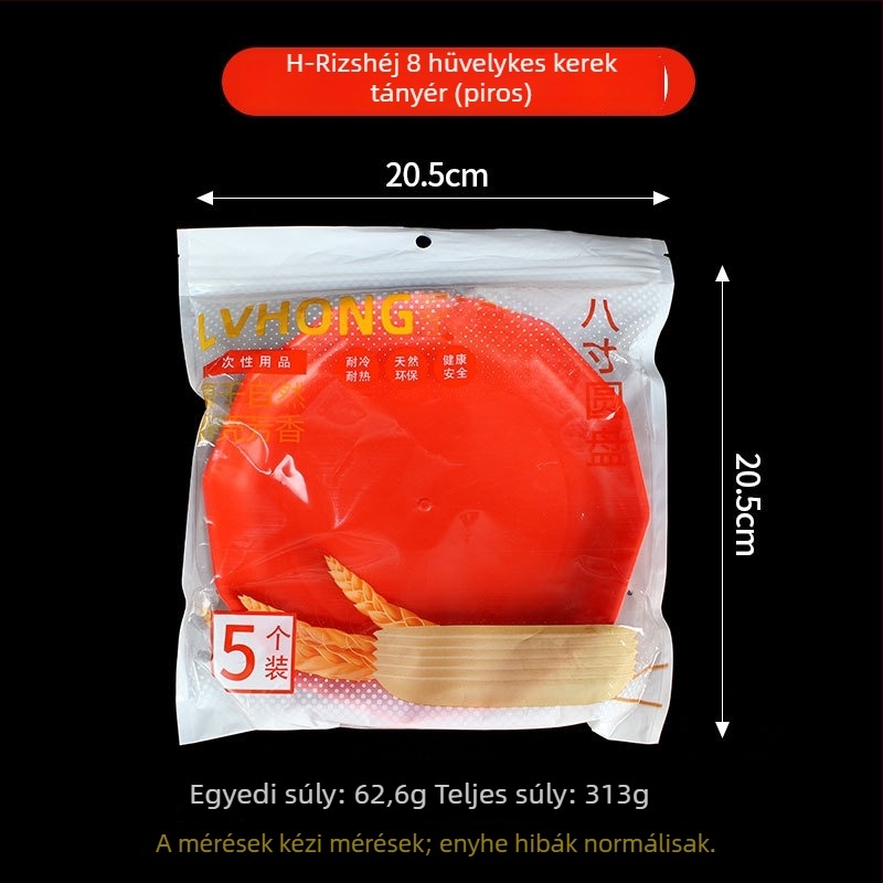 Rizshéj alapú egyszer használatos edényzet: kerek tányérok és gyümölcstálak a tálaláshoz
