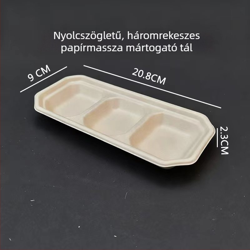 Eldobható papíralapú mártótál forró pothoz és grillhez, több rekeszes, szivárgásmentes, csontelválasztó tál.