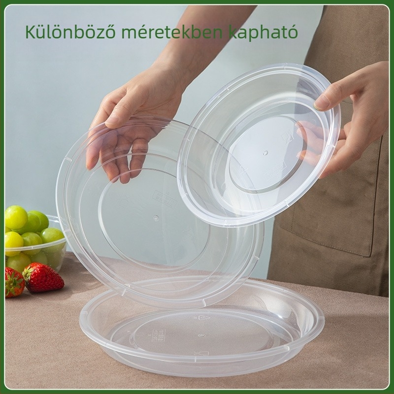 Egyszer használatos műanyag tányérok, kerekek, vastagított kivitel, élelmiszer-biztonságos, mikróhullámú sütőben használható, otthoni és szabadtéri piknikekhez