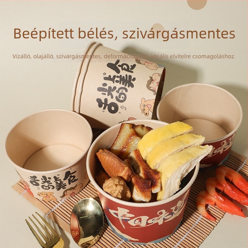 Egyszer használatos papírtálak, 50 darabos készlet, élelmiszer-minőség, vastagított, tálaláshoz