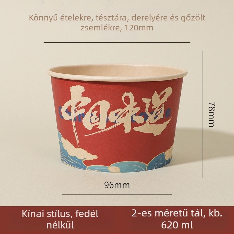 Egyszer használatos papírtálak, 50 darabos készlet, élelmiszer-minőség, vastagított, tálaláshoz