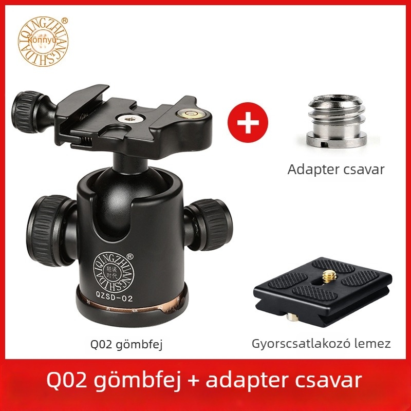 Light age Q02 gömbfejes pan-tilt állvány DSLR kamerához, univerzális csillapítás, 360° panoráma skála, professzionális