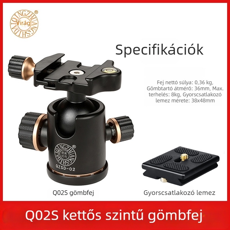 Light age Q02 gömbfejes pan-tilt állvány DSLR kamerához, univerzális csillapítás, 360° panoráma skála, professzionális