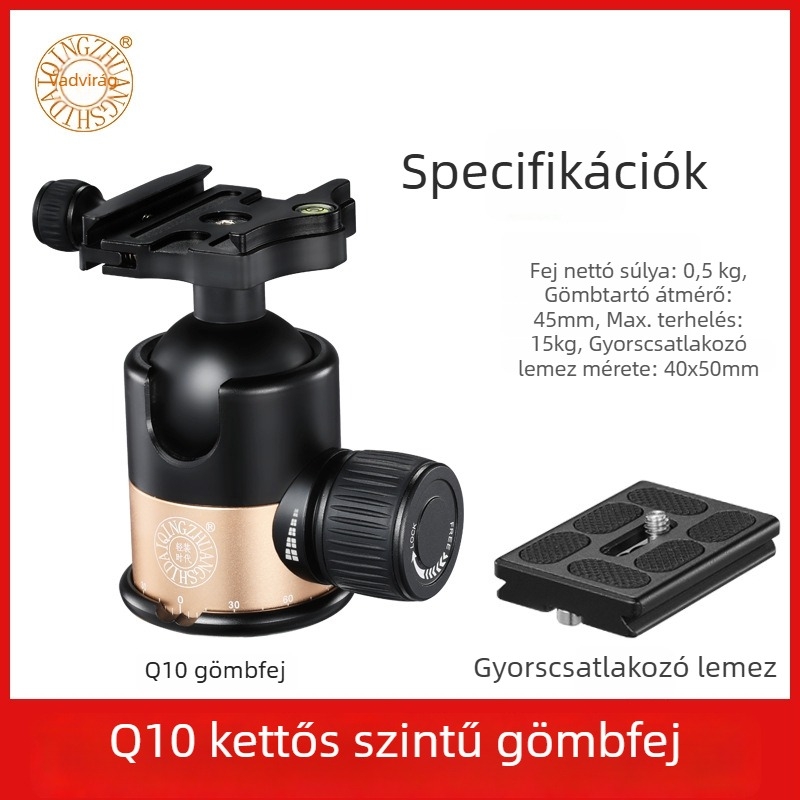 Light age Q02 gömbfejes pan-tilt állvány DSLR kamerához, univerzális csillapítás, 360° panoráma skála, professzionális
