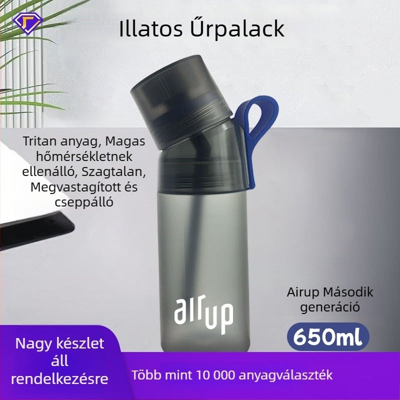 AirUp második generációs sportos ivóüveg ferde fejű fedővel, matt felülettel, illatosított víz, Space Cup