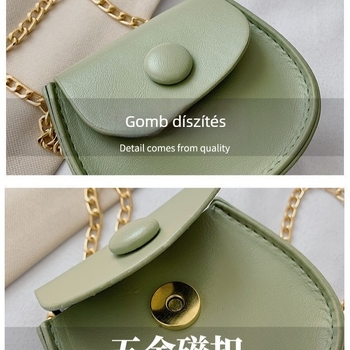 Mini női táska lánccal, saddle-stílus, koreai dizájn, kompakt keresztpántos válltáska