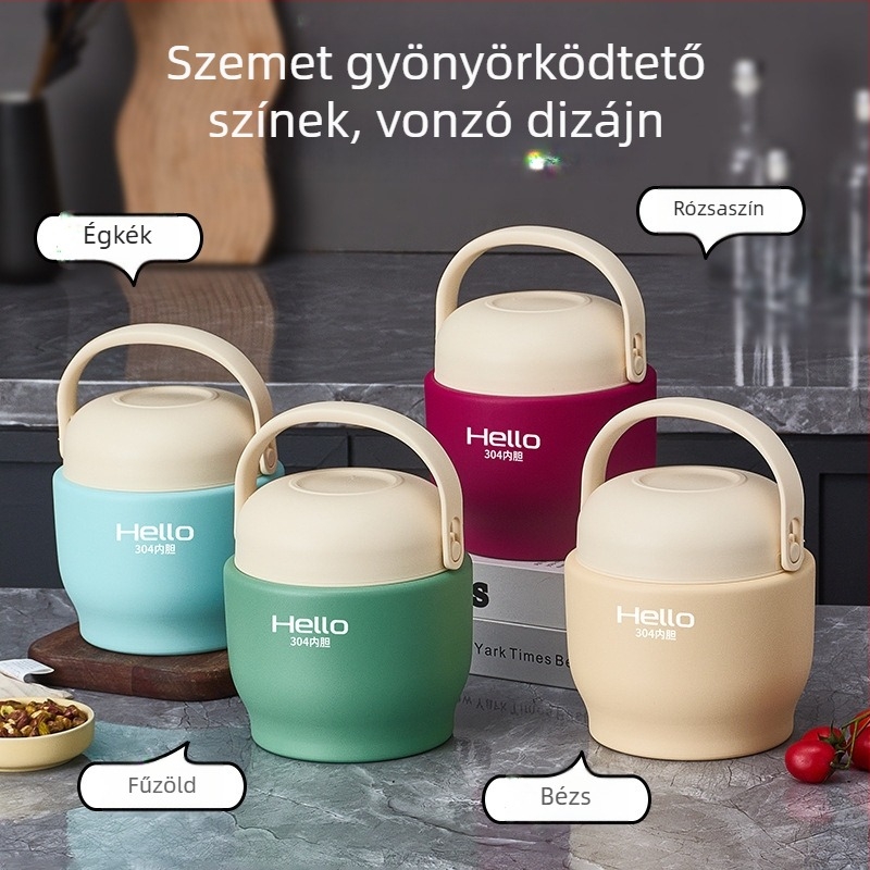 Több rétegű vákuumszigetelésű ebédes doboz, hordozható munka vagy iskola számára, 1.5 L kapacitás
