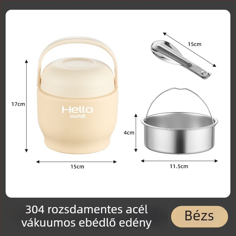 Több rétegű vákuumszigetelésű ebédes doboz, hordozható munka vagy iskola számára, 1.5 L kapacitás