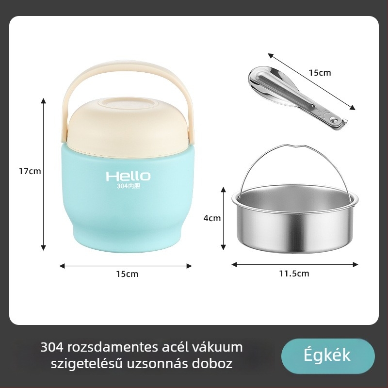 Több rétegű vákuumszigetelésű ebédes doboz, hordozható munka vagy iskola számára, 1.5 L kapacitás