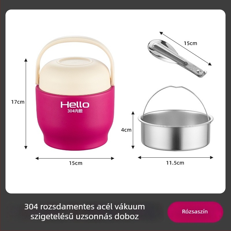 Több rétegű vákuumszigetelésű ebédes doboz, hordozható munka vagy iskola számára, 1.5 L kapacitás