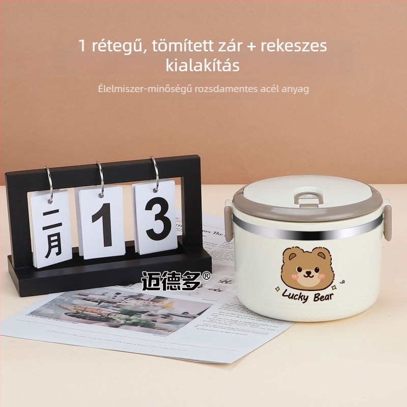 Többszintű rozsdamentes acél szigetelt ebéddoboz, nagy kapacitású, fedéllel, munkahelyre hordozható