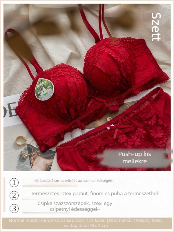 Csipkés, vezeték nélküli melltartó kis mellemhez – gyűjtő hatás és tartás, párnázott készlet