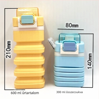 Nagy kapacitású, összecsukható utazó italos pohár, élelmiszer-minőségű szilikonból, szívószállal, magas hőállóságú és szivárgásmentes.