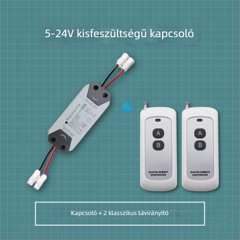Vezeték nélküli távirányítós tápegység-vezérlő, 5V/12V/24V, hozzáférés-ellenőrzéshez és alacsony áramú járműkörökhöz