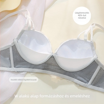 Szexi csipkés melltartó kis méretű mellekhez, vékony push-up, drót nélküli, aranyos masni