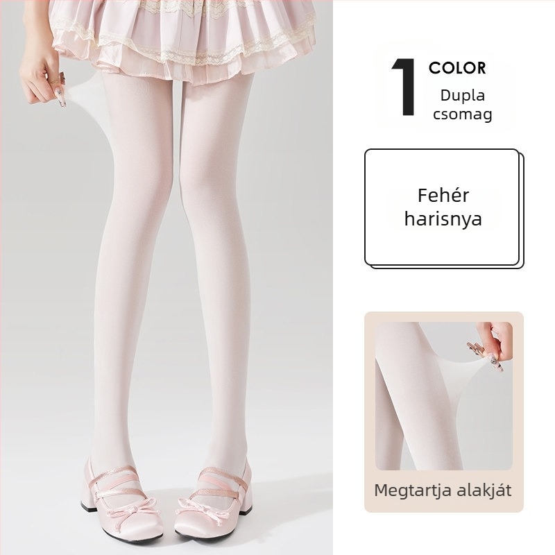 Fehér nylon harisnyák Lolita stílusban, masnival – áttetsző, vékony nőknek