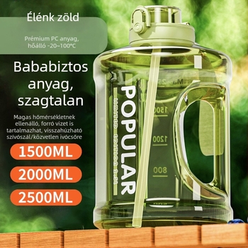Nagy kapacitású sportos vízpalack, uniszex, kültéri edzéshez, hőálló, szívószállal