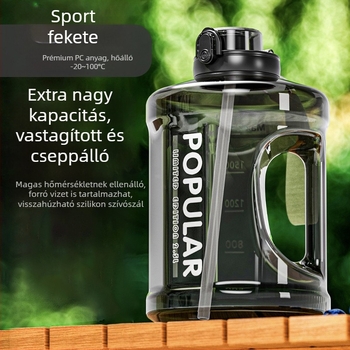 Nagy kapacitású sportos vízpalack, uniszex, kültéri edzéshez, hőálló, szívószállal