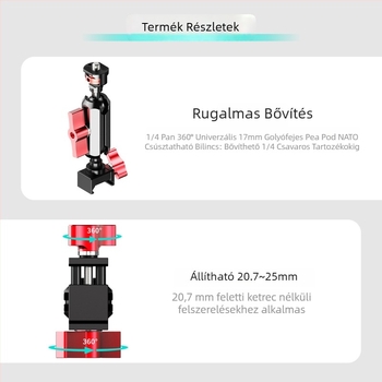 DSLR váz 1/4 hüvelykes univerzális rögzítés, NATO sínfogó és sín adapter DJI RS5/RS4 stabilizátorokhoz
