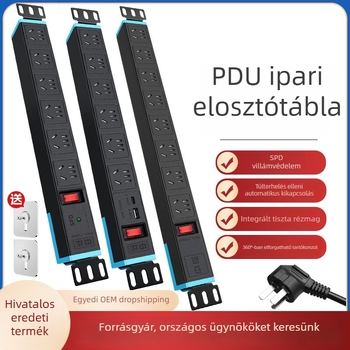 PDU elosztó szekrényekhez/szerver szobákhoz, több aljzattal, túláram- és túlfeszültség elleni védelemmel