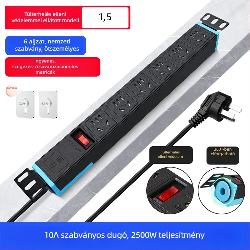 PDU elosztó szekrényekhez/szerver szobákhoz, több aljzattal, túláram- és túlfeszültség elleni védelemmel