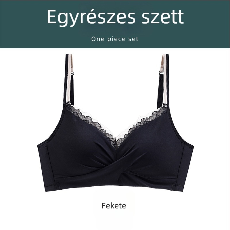 Alice fehérnemű melltartó készlet: push-up, vastag kosár, varrás nélküli, állítható, vezeték nélküli, kis mellekhez, sexy hátsó