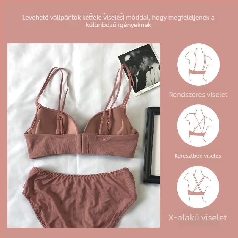 Drót nélküli push-up melltartó készlet a gyönyörű hátsó vonalért, vékony pántokkal, 3/4 kosár, nejlon/elastán, kényelmes mindennapi viselet