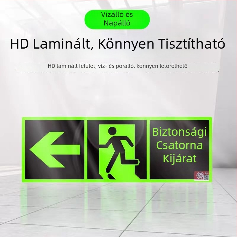 Önmegvilágító 3C tűzvédelmi kijárat jel, fluoreszcens éjszakai fény, falra rögzíthető evakuációs jelölés