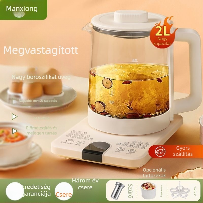 Otthonra és irodába szánt üvegből készült teafőző, többfunkciós, teljesen automata melegen tartó teáskészülék gyümölcs- és virágteákhoz