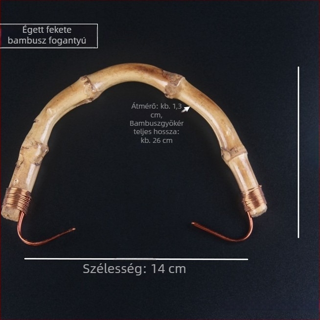 Teáskanna bambuszgyökérrel és rézdrótos fogantyúval, üveg-kerámia testtel, retró vidéki stílus
