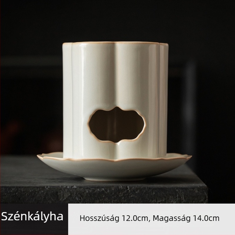 Kompakt kerámia teafőző otthonra, kettős üzemanyaggal (alkohol és szén), teáskannával