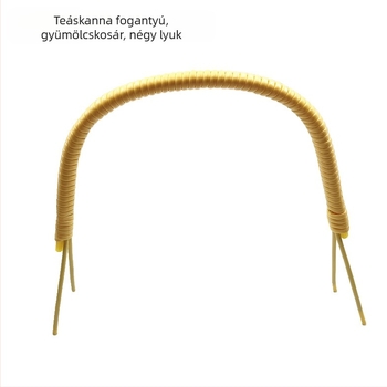 Nagy teáskanna-fogantyú, 4 lyukas, fonott bambuszból, kék