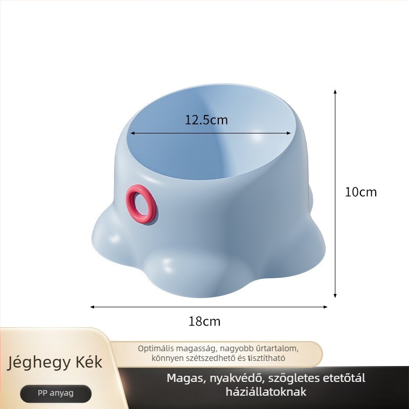 Polipropilén macska etető tál nyakvédővel és felborulás elleni kialakítással