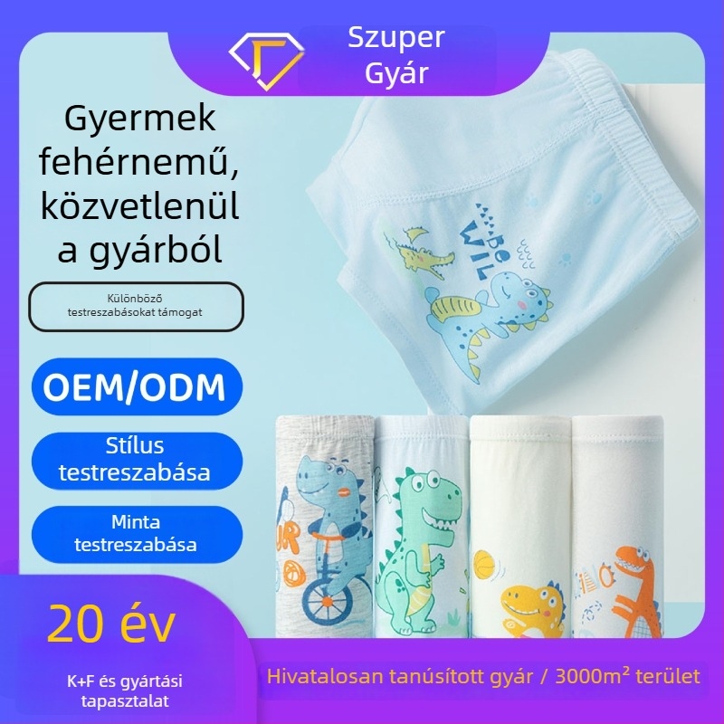 Gyermekeknek antibakteriális alsónemű Modal anyagból (90–95%), A osztály, egyszínű fiú boxeralsó, 3–8 éveseknek