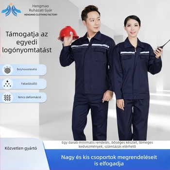 Férfiaknak tervezett anti-sztatikus munkaruha, reflexiós csíkokkal, testre szabható logóhímzéssel, hegesztéshez és autójavításhoz
