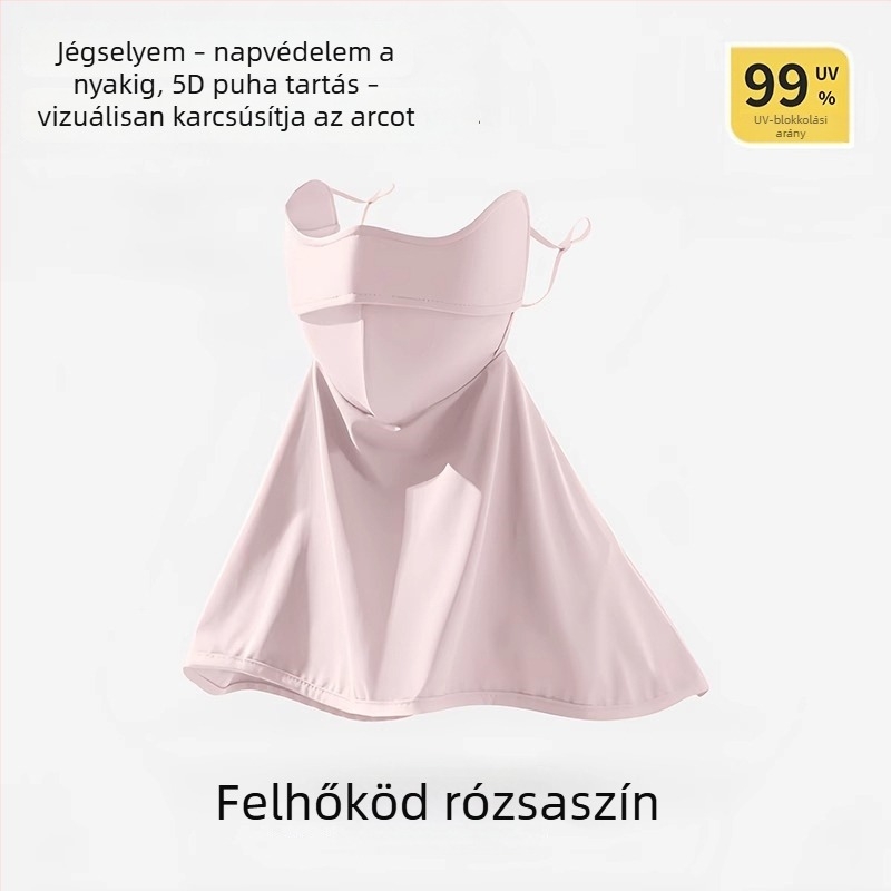Jégselyem teljes arcmaszk UV-védelmet nyújtva, nőknek, nyakvédő, kerékpározáshoz és vezetéshez