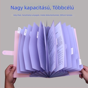 Koreai stílusú aranyos, többrétegű akordion mappa, vízszintes, A4-es méretű, hordozható dokumentum rendező általános és középiskolások számára