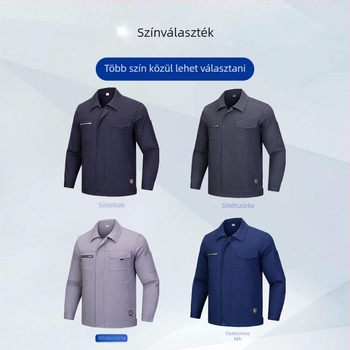 100% pamutból készült férfi munkaruha, hosszú ujjú szett, fényvisszaverő csíkkal, lélegző védő- és hegesztőruha tavaszra és őszre