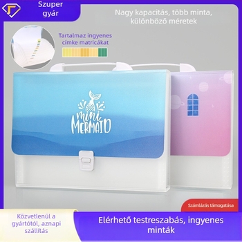 A4 akordeon típusú irattartó 13 rekesszel, fogantyúval és csattal, vízálló