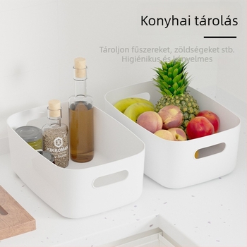 Nagy ABS műanyag asztali tárolóedény kozmetikumokhoz, nassolnivalókhoz és kisebb tárgyakhoz – fedél nélküli, modern minimalista dizájn
