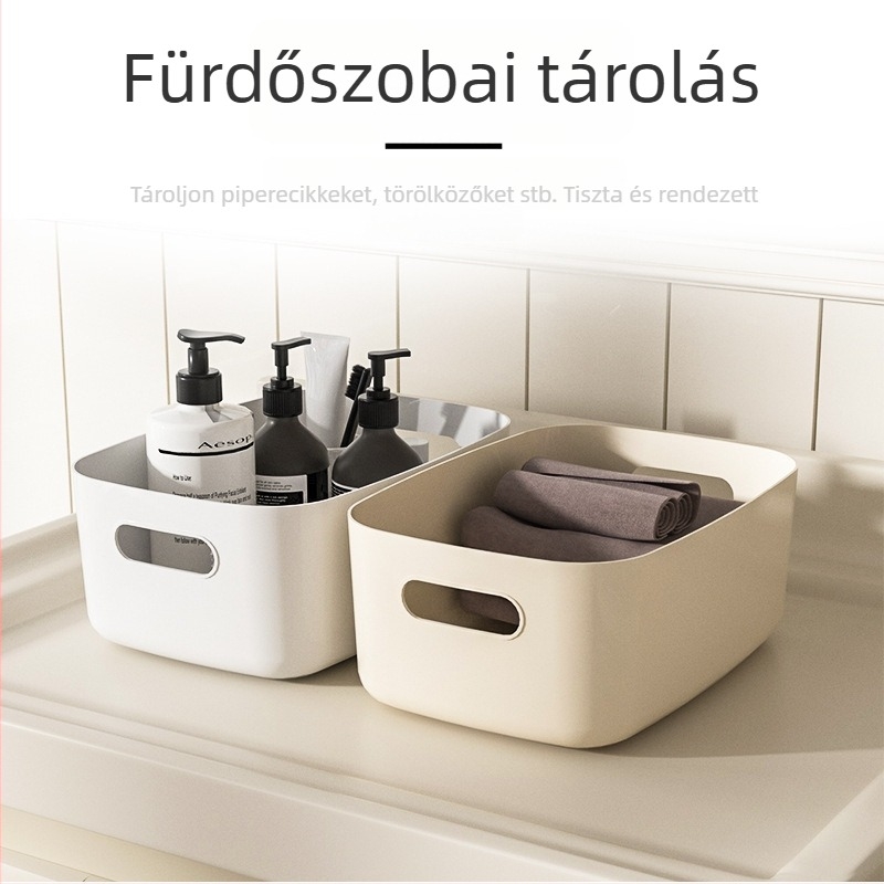 Nagy ABS műanyag asztali tárolóedény kozmetikumokhoz, nassolnivalókhoz és kisebb tárgyakhoz – fedél nélküli, modern minimalista dizájn