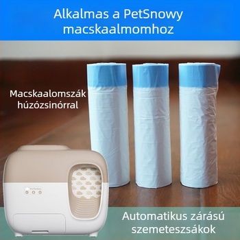 SNOW macskaalomtál és vécéhulladék zacskó automata zárózsinórral, porvédő és szagblokkoló ajtófüggöny