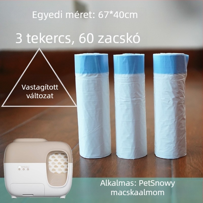 SNOW macskaalomtál és vécéhulladék zacskó automata zárózsinórral, porvédő és szagblokkoló ajtófüggöny