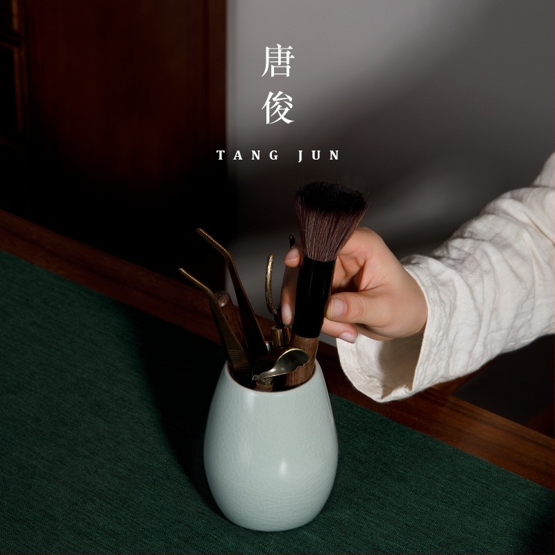 Sifang Pavilion Ebony tea ceremony készlet – teásklipe, ecset, teáskés, teakellékek, teáskanál művészi dizájn