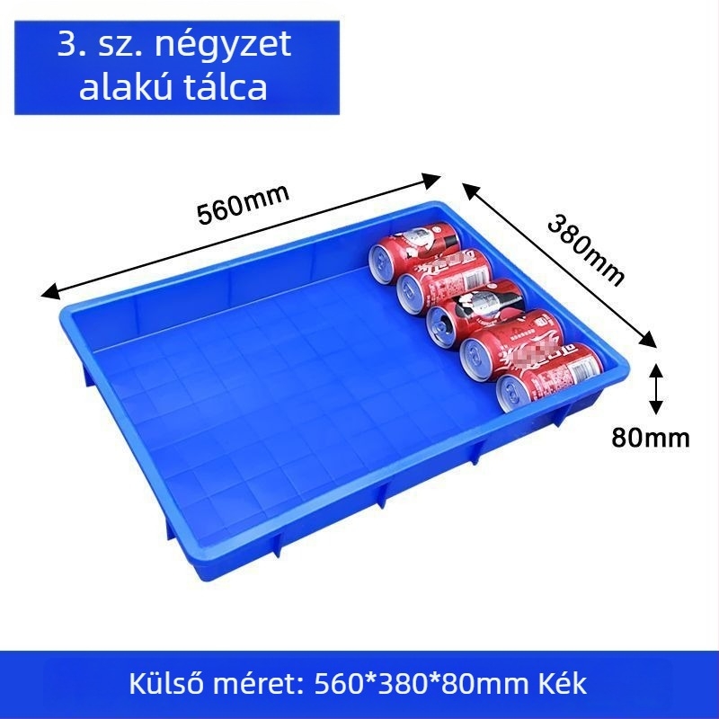 Műanyag tálca és tároló doboz, téglalap alakú, lapos műanyag tál