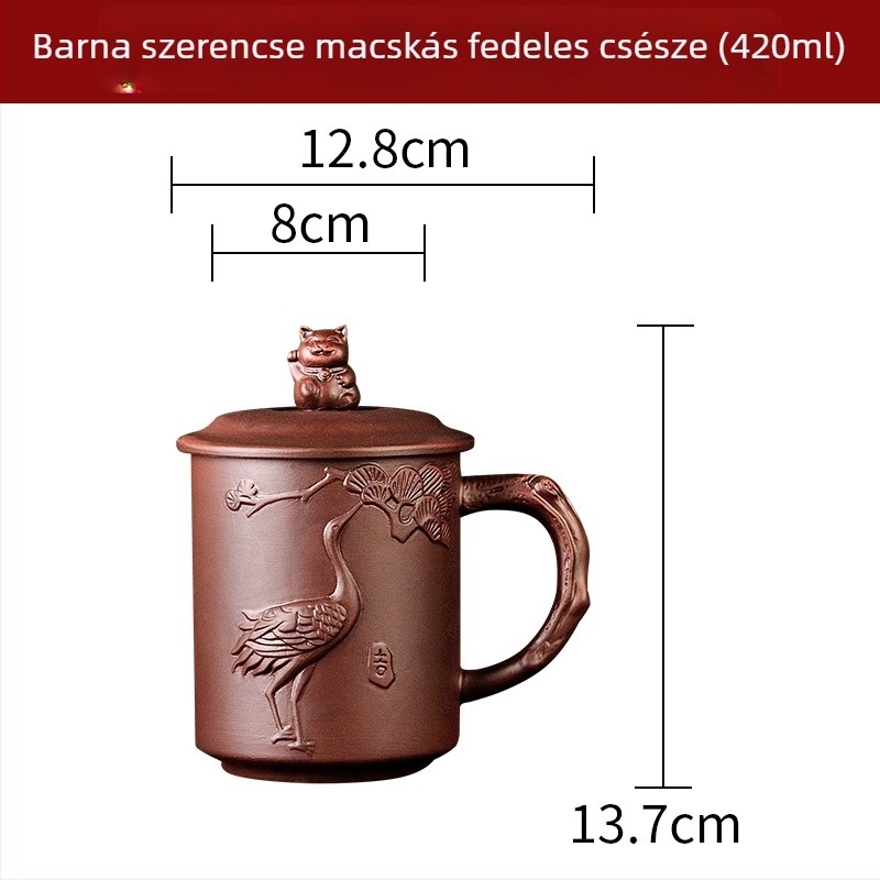 Yixing zisha teáscsésze kerámia belső szűrővel és tetővel, nagy kapacitás, otthoni vagy irodai használatra