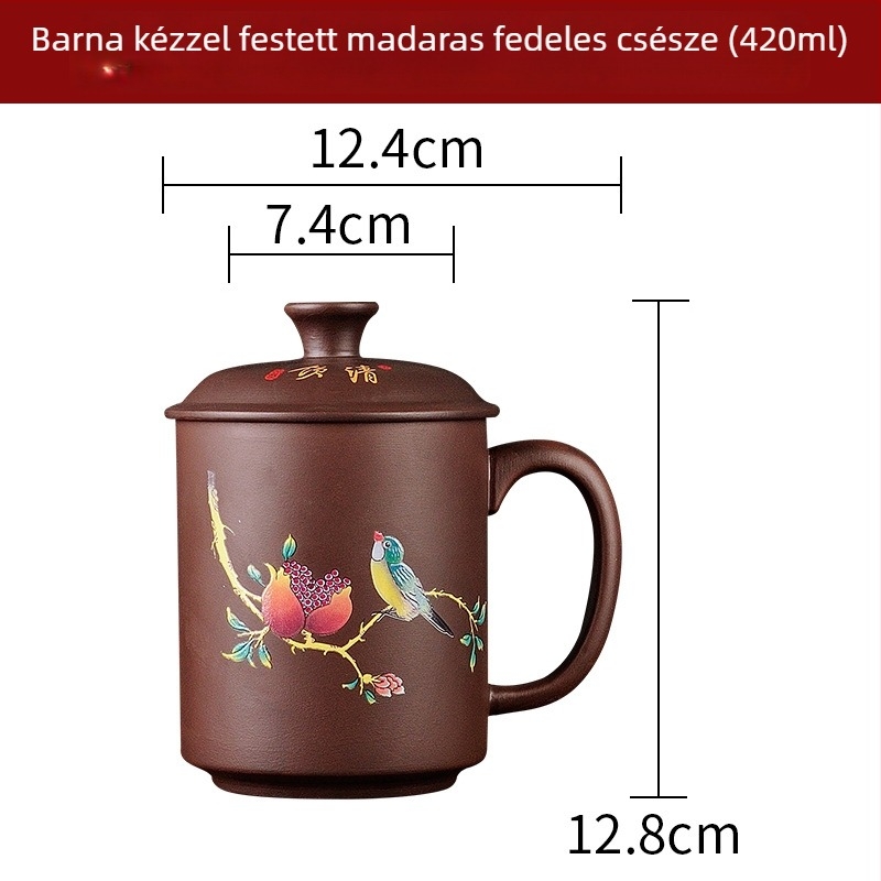 Yixing zisha teáscsésze kerámia belső szűrővel és tetővel, nagy kapacitás, otthoni vagy irodai használatra